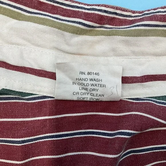 Vintage Mic Stripe Button Short Sleeve Cotton Casual Shirt Chest Pocket Oman M - Picture 5 of 9